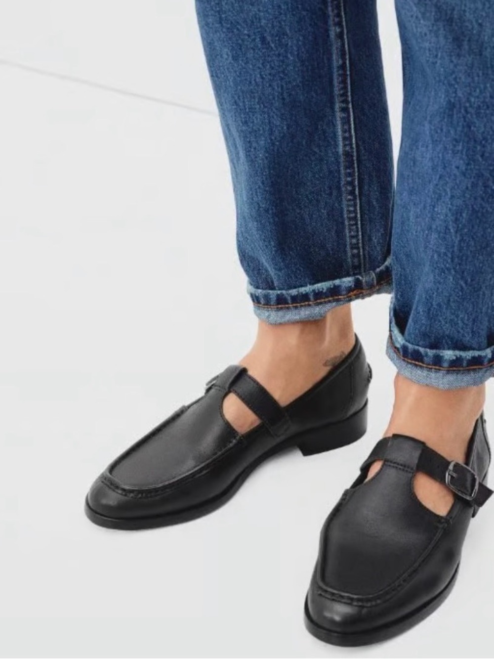 Everlane Black Leather Mary Jane Loafers
